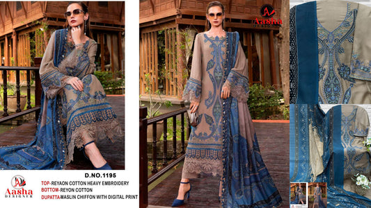1195 Aasha Designer Rayon Cotton Pakistani Salwar Suits