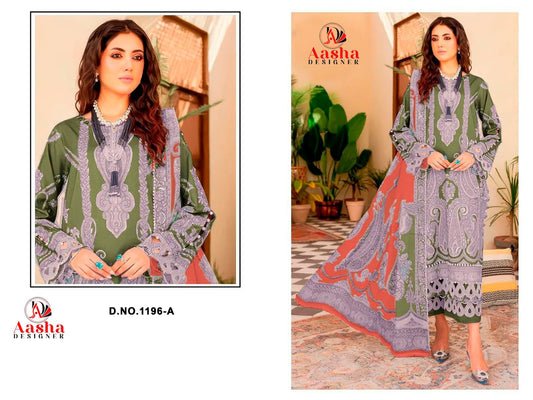 1196-A Aasha Designer Pure Cotton Pakistani Patch Suits