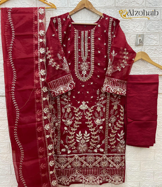 1196A Al Zohaib Organza Pakistani Readymade Suits