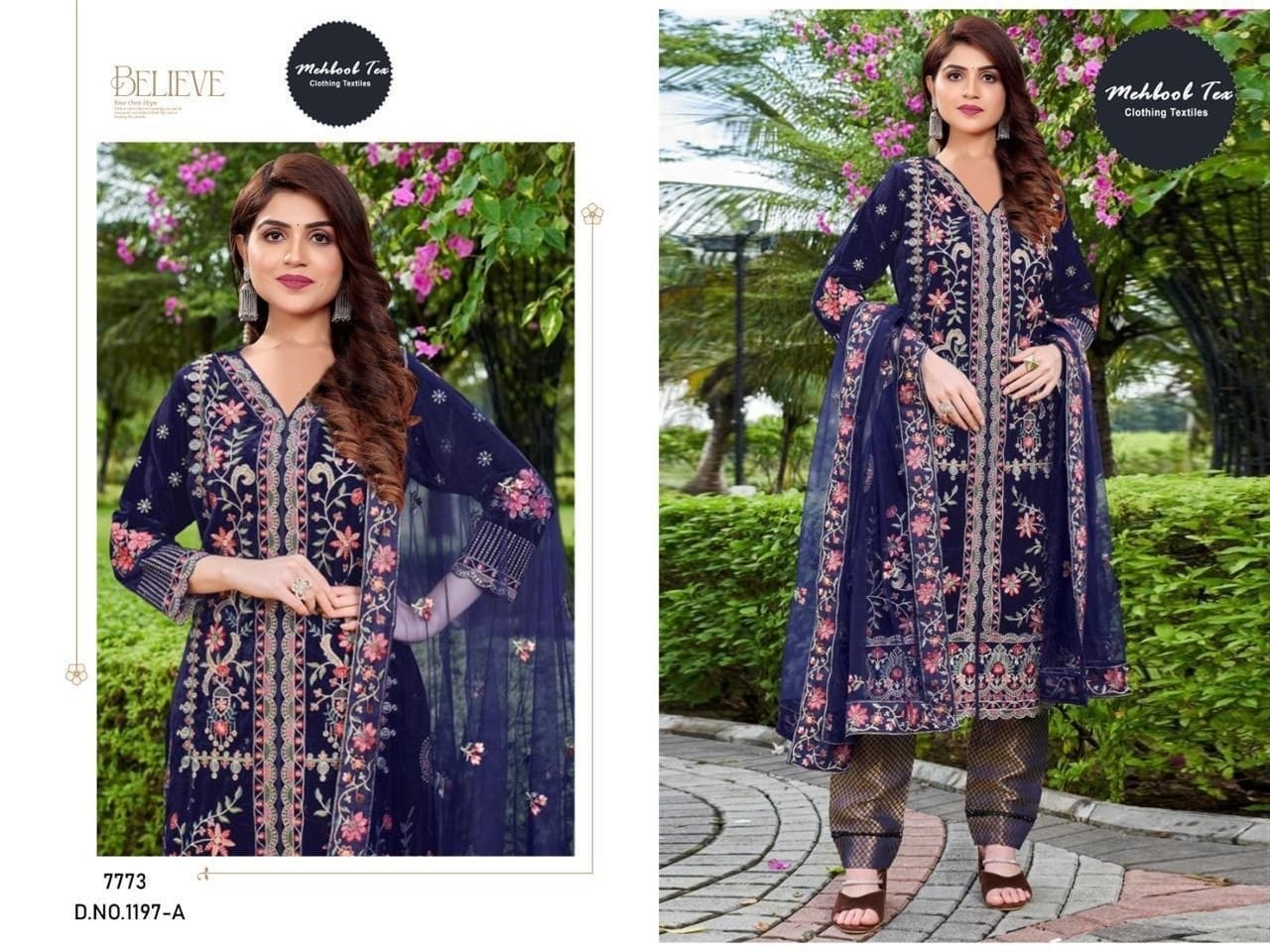 1197-A Mehboob Tex Embroidery Velvet Suits