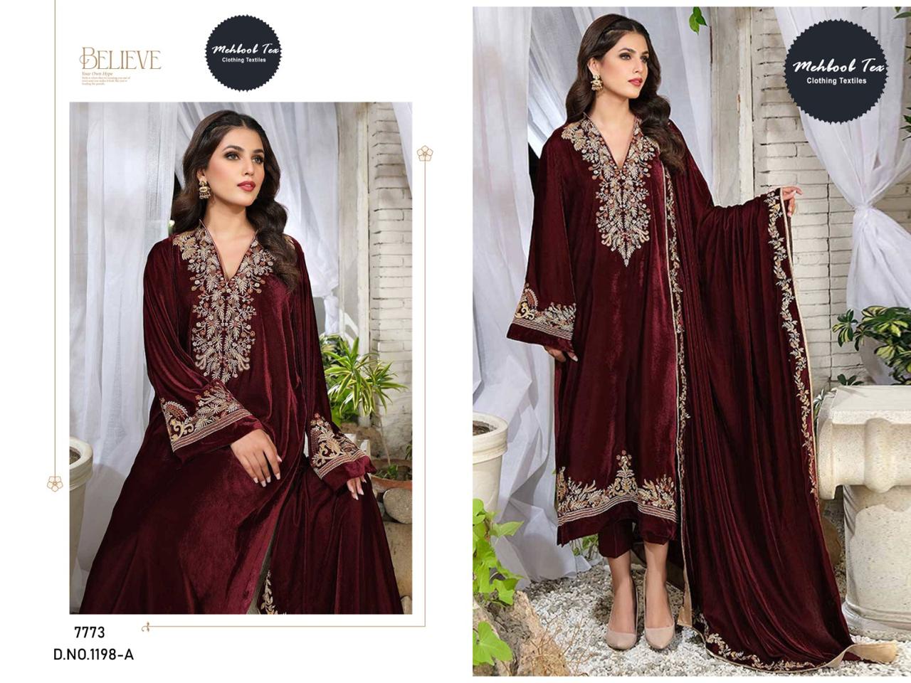 1198A Mehboob Tex Embroidery Work Velvet Suits