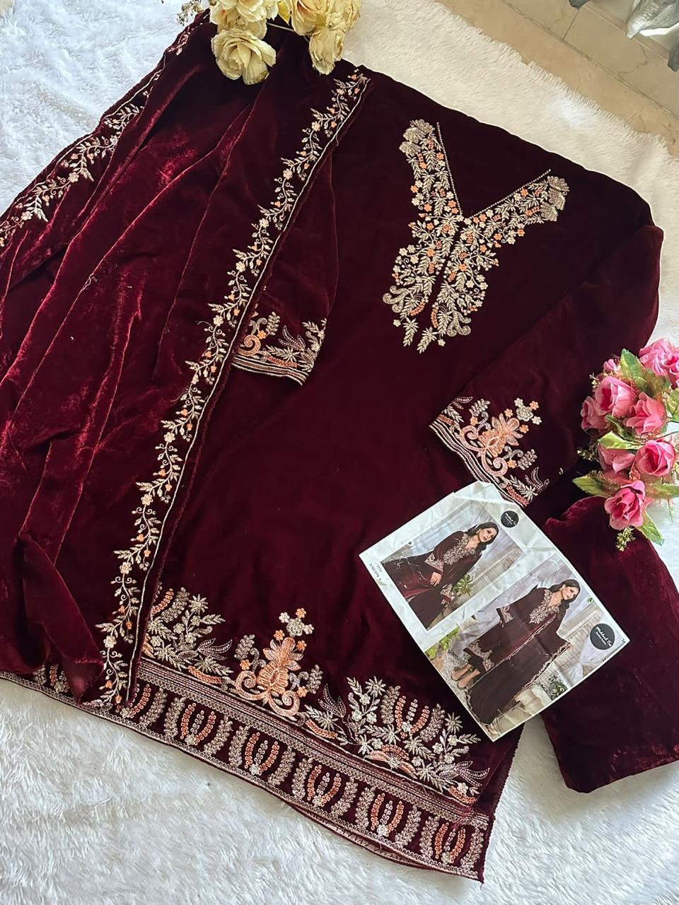 1198A Mehboob Tex Embroidery Work Velvet Suits
