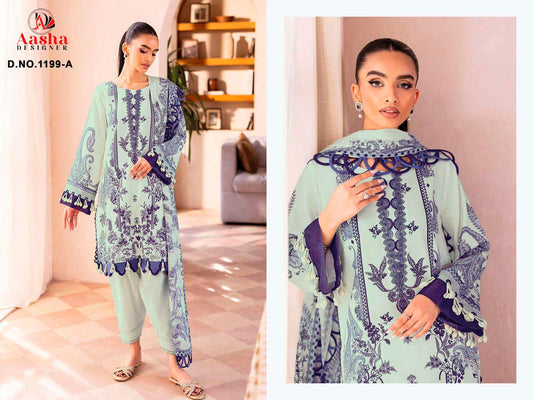 1199-A Aasha Designer Pure Cotton Pakistani Patch Suits