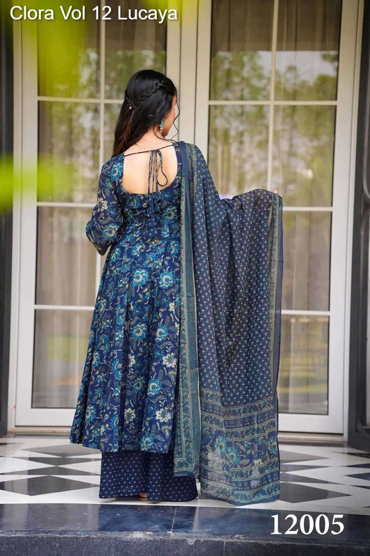 12005 Clora Vol 12 Lucaya Muslin Readymade Suits