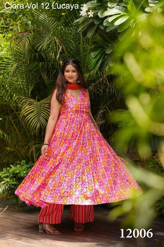 12006 Clora Vol 12 Lucaya Muslin Readymade Suits