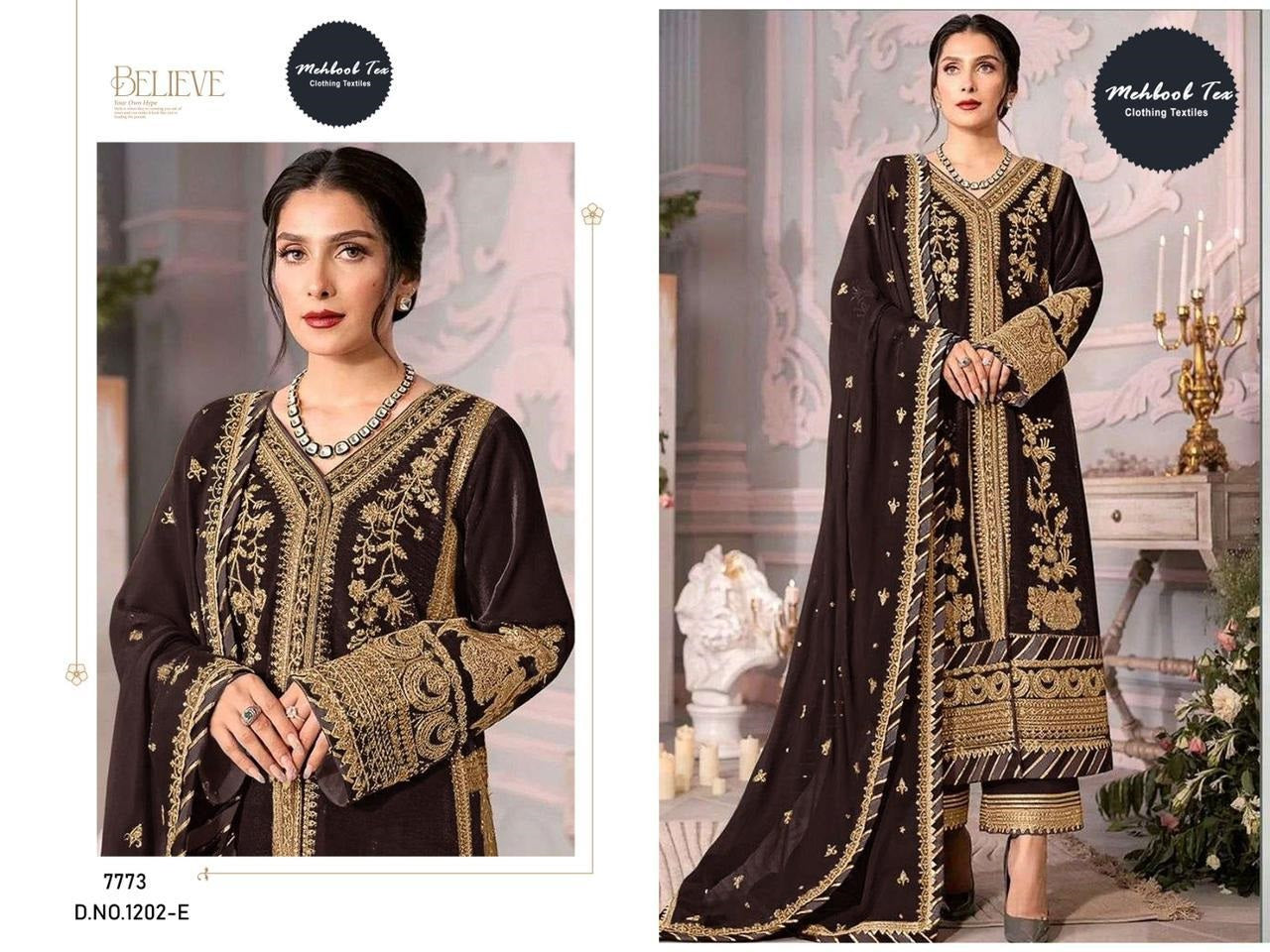 1202-E Mehboob Tex Georgette Pakistani Salwar Suits