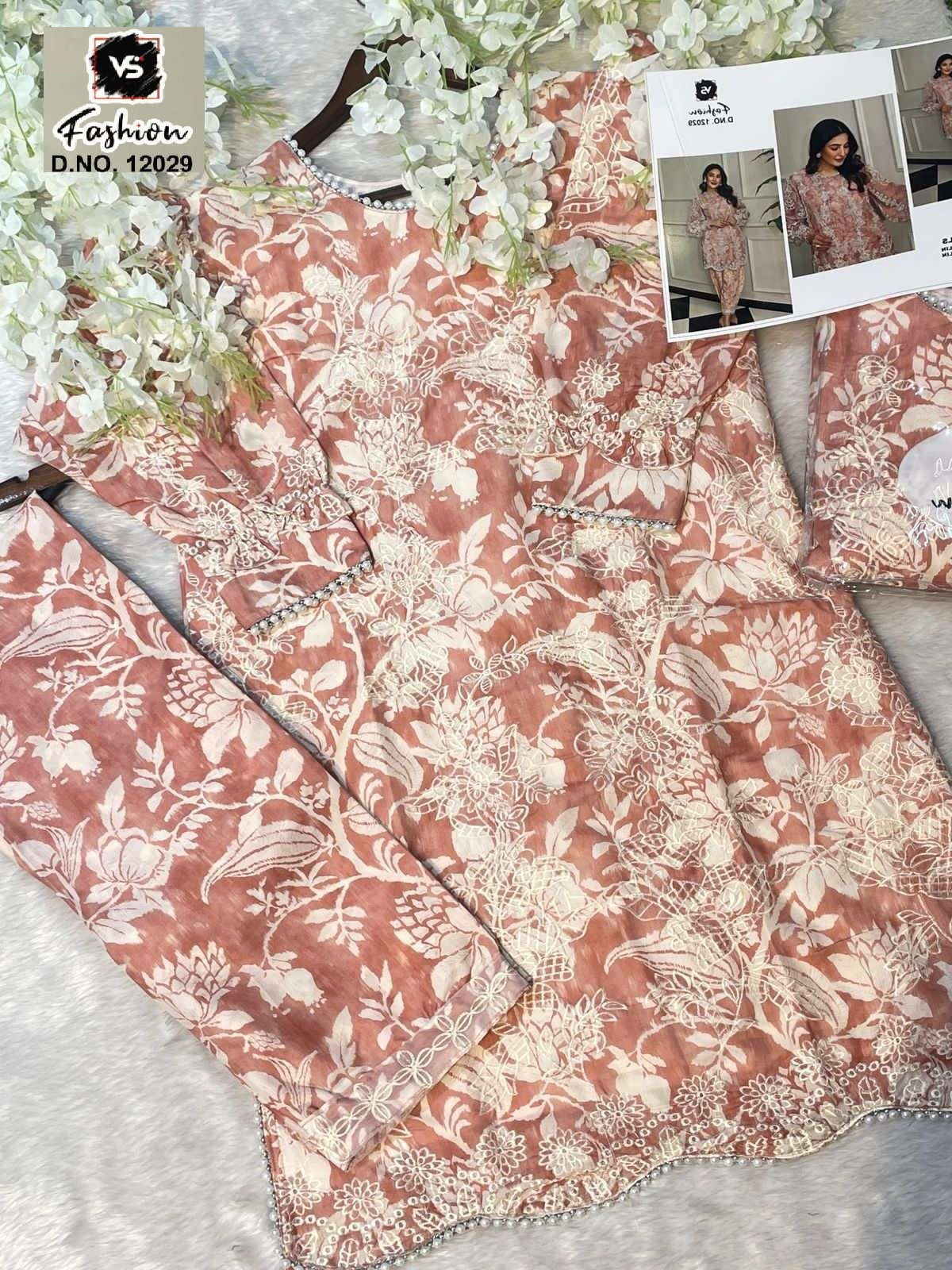 12029 Vs Fashion Embroidery Co Ord Set