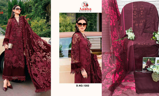 1202 Aasha Designer Rayon Cotton Pakistani Salwar Suits