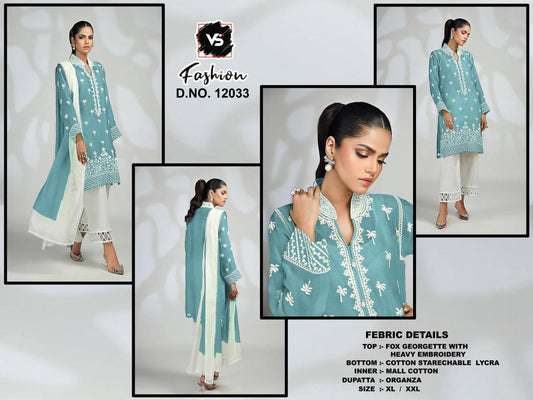 12033 Blue Vs Fashion Neck Pattern Pakistani Readymade Suits