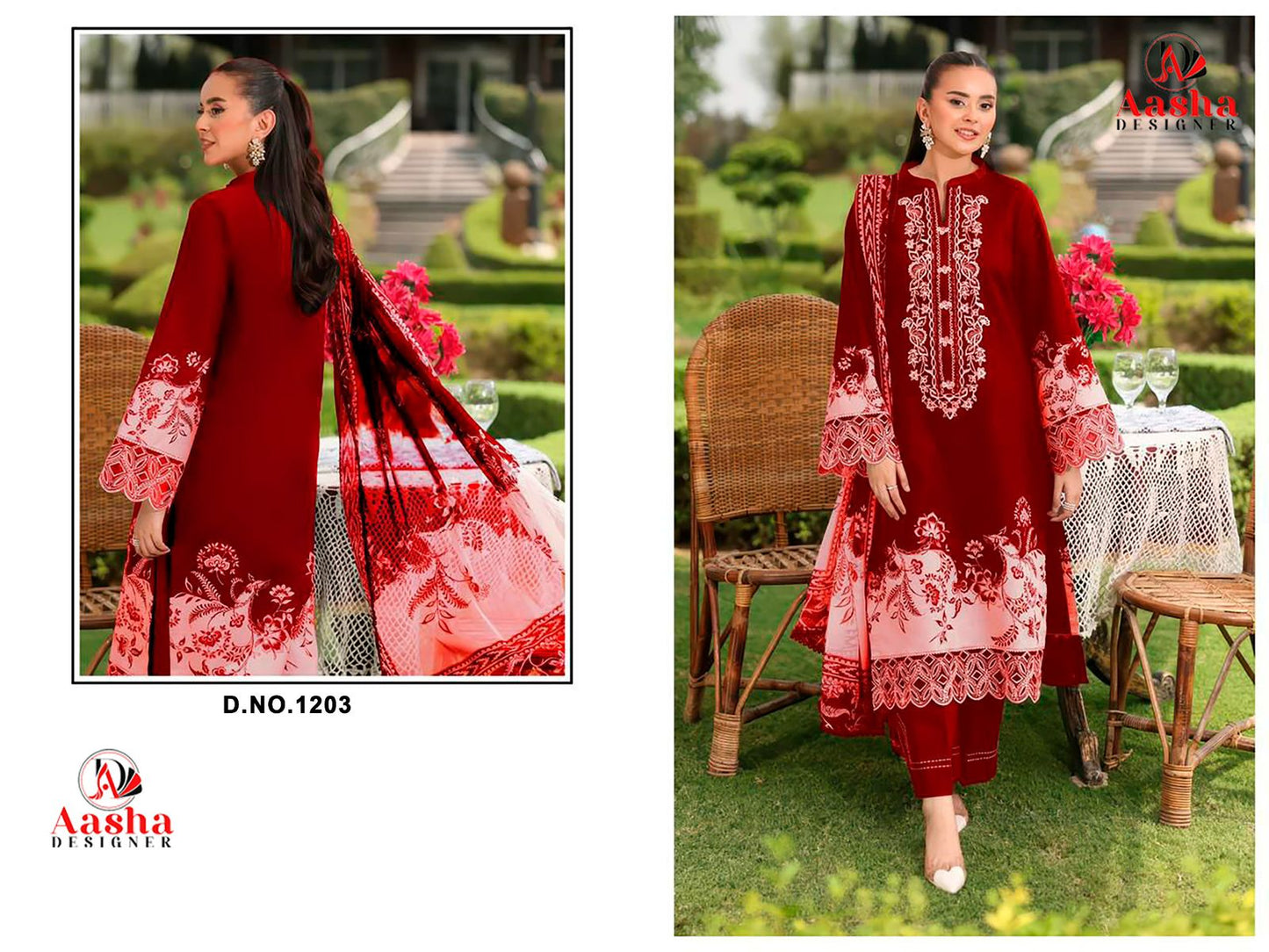1203 Aasha Designer Pure Cotton Pakistani Patch Suits