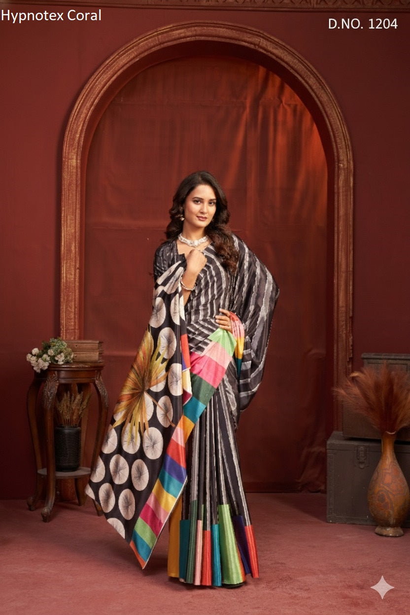 1204 Coral Hypnotex Crepe Silk Sarees