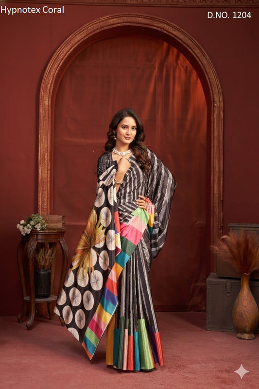 1204 Coral Hypnotex Crepe Silk Sarees