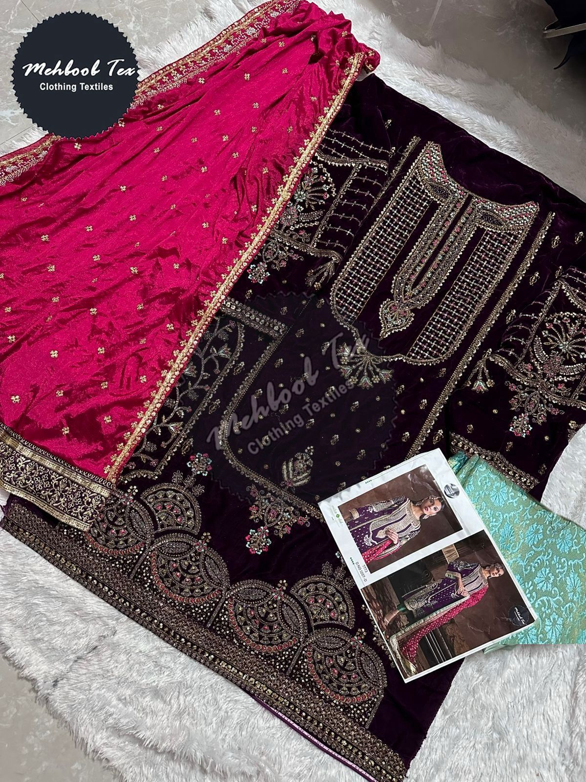 1207-D Mehboob Tex Embroidery Work Velvet Suits