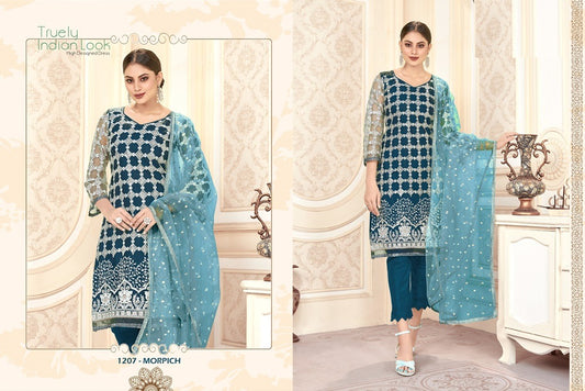 1207 Zeeya Husna Varni Fabrics Net Unstitched Suits