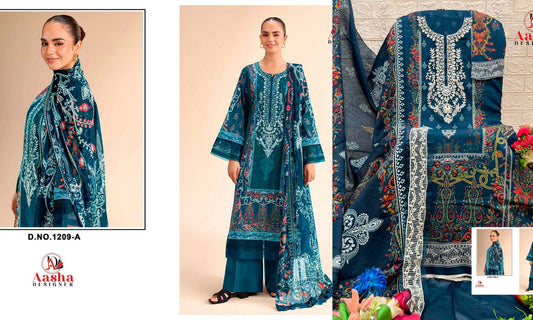 1209-A Aasha Designer Pure Cotton Pakistani Patch Suits