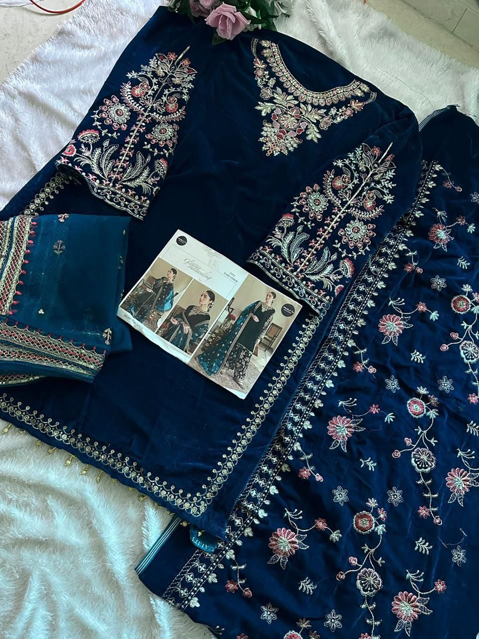 1209B Mehboob Tex Embroidery Work Velvet Suits