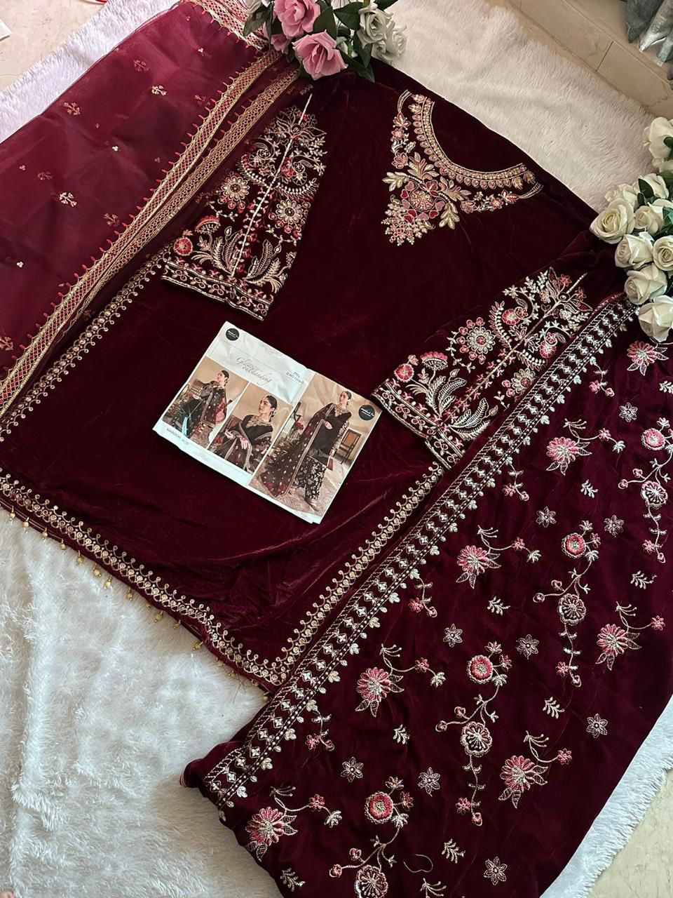 1209C Mehboob Tex Embroidery Work Velvet Suits
