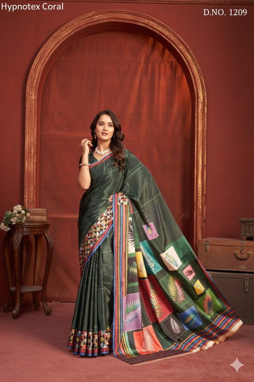 1209 Coral Hypnotex Crepe Silk Sarees