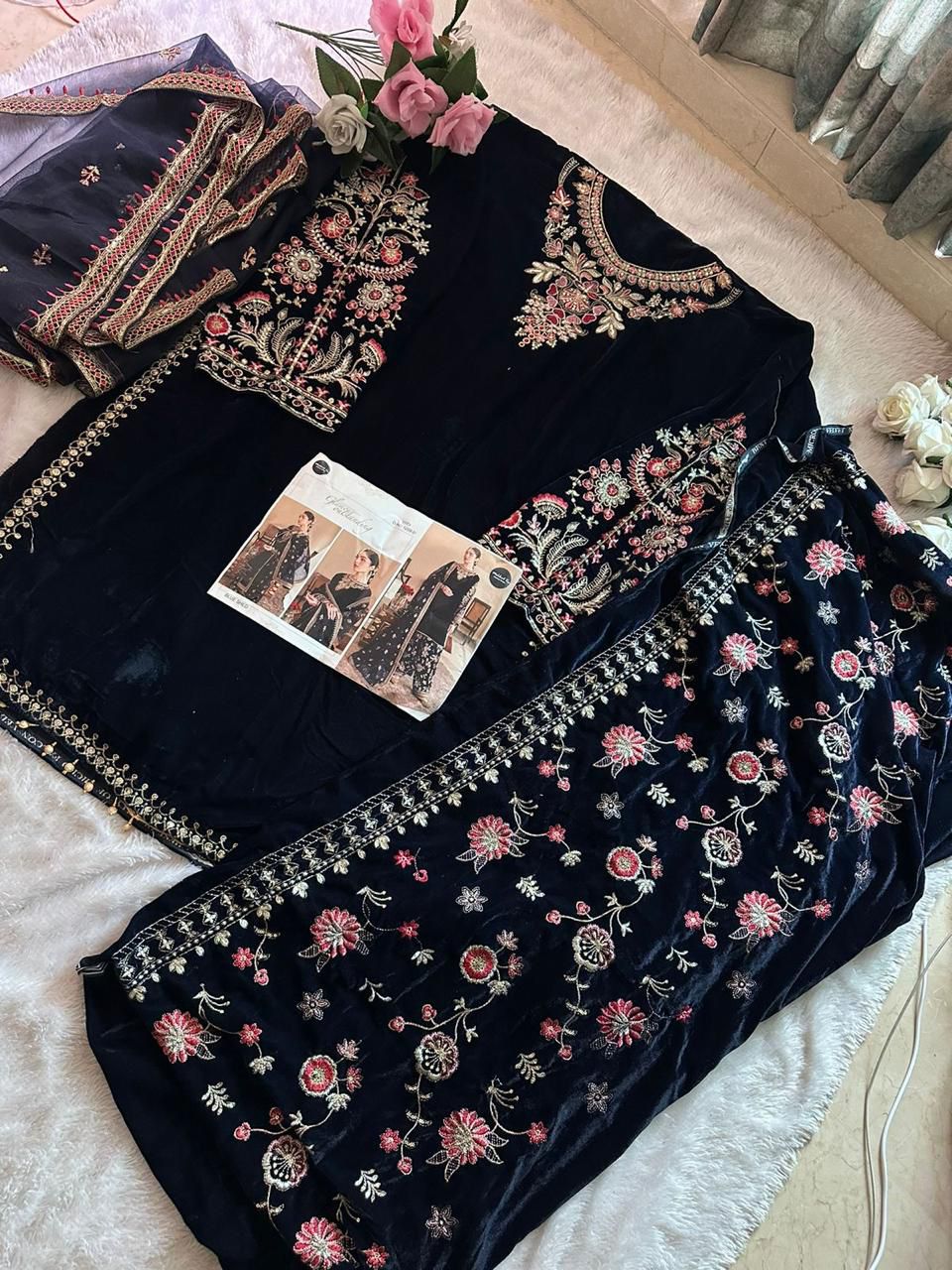 1209D Mehboob Tex Embroidery Work Velvet Suit
