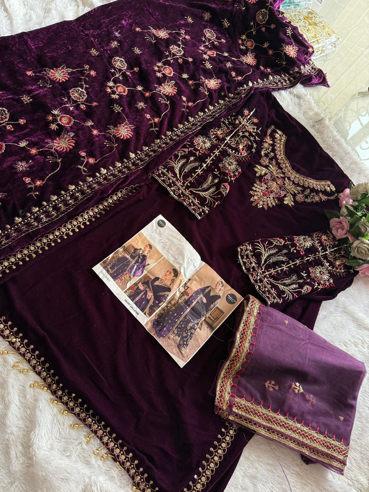 1209E Mehboob Tex Embroidery Work Velvet Suits