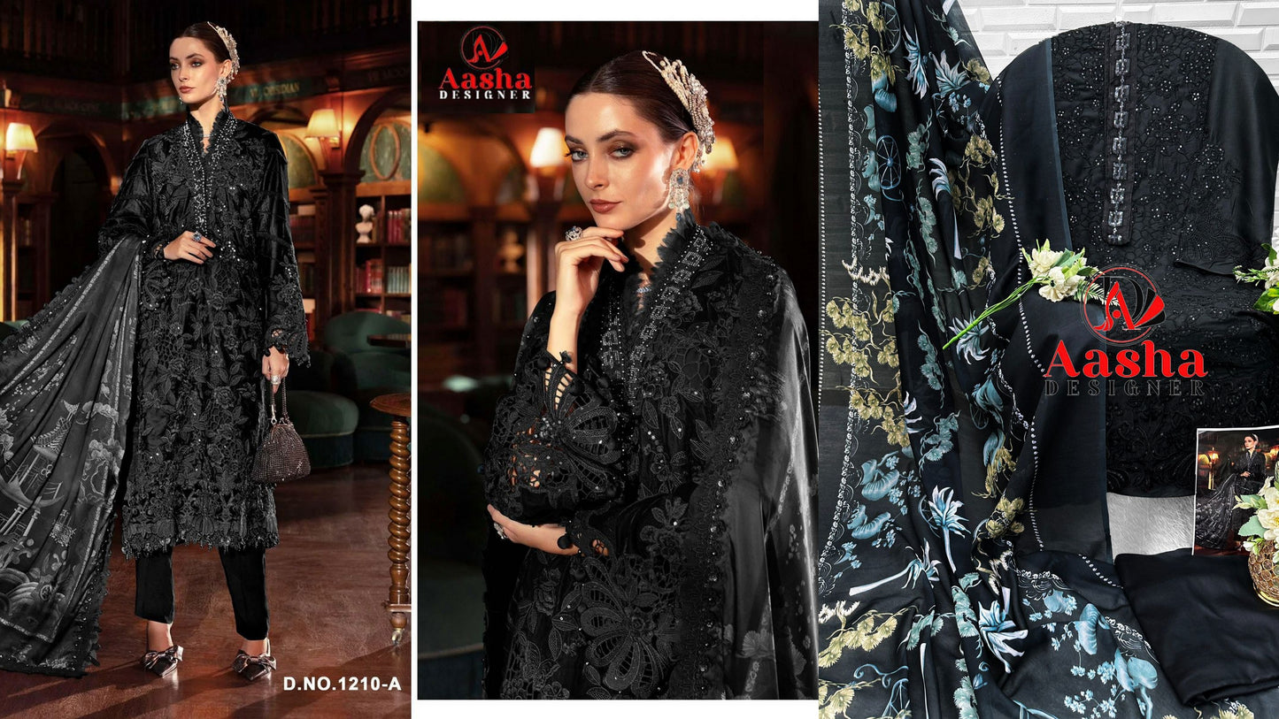 1210-A Aasha Designer Rayon Cotton Pakistani Salwar Suits