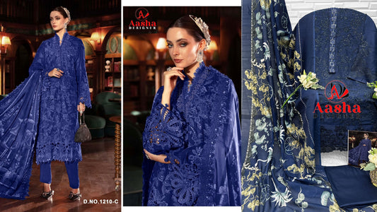 1210-C Aasha Designer Rayon Cotton Pakistani Salwar Suits