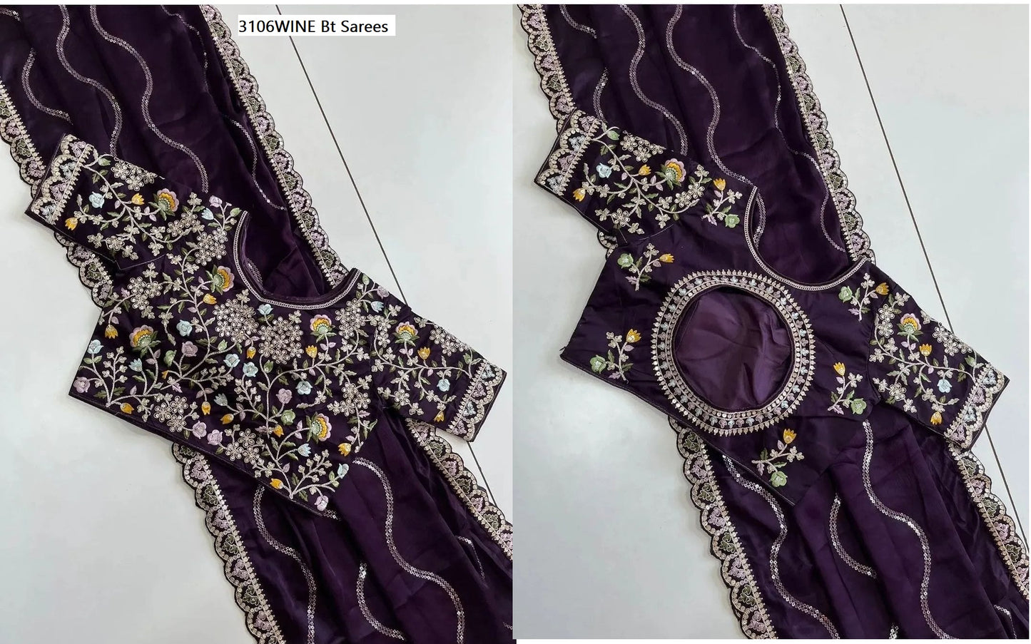 3106Wine Bt Sarees