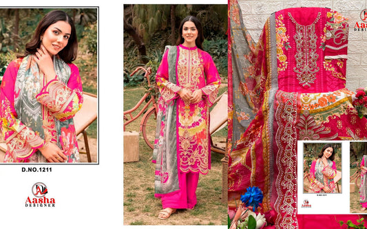 1211 Aasha Designer Pure Cotton Pakistani Patch Suits