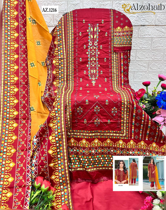 1216 Al Zohaib Printed Karachi Unstitched Suits