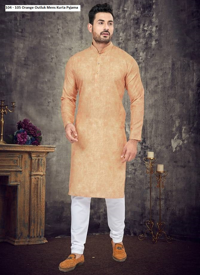 104 - 105 Orange Outluk Mens Kurta Pyjama