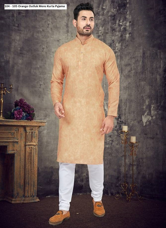 104 - 105 Orange Outluk Mens Kurta Pyjama