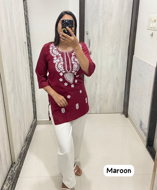 555 Maroon Qubo Short Kurti