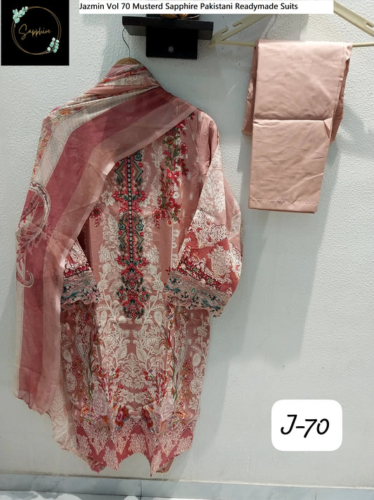Jazmin Vol 70 Musterd Sapphire Pakistani Readymade Suits