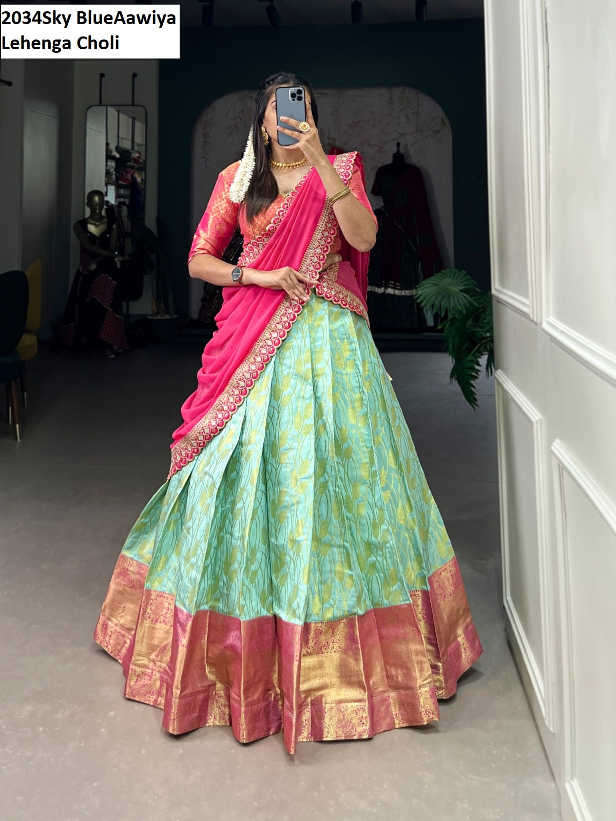 2034Sky Blue Aawiya Lehenga Choli