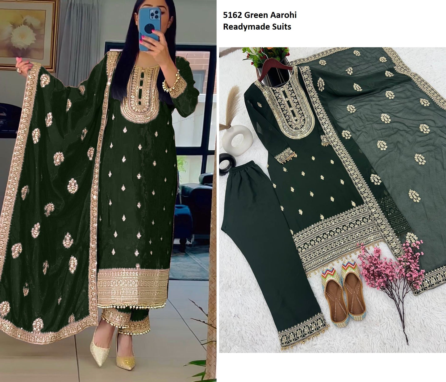 5162Green Aarohi Readymade Suits