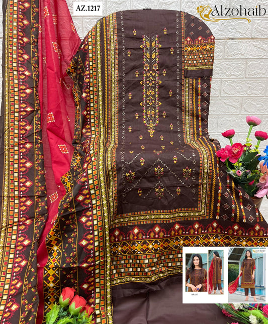 1217 Al Zohaib Printed Karachi Unstitched Suits