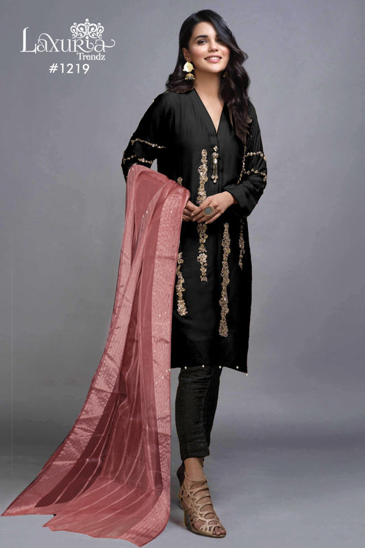 1219 Black Laxuria Trendz Pakistani Readymade Suits