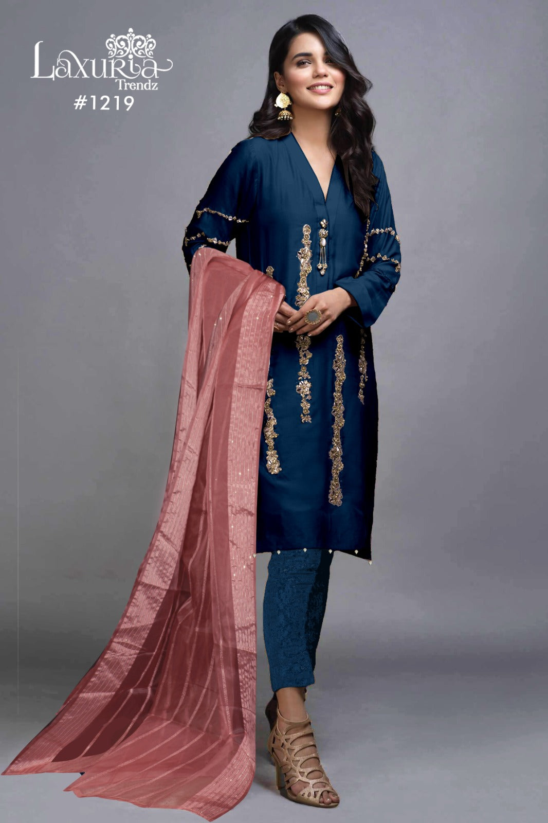 1219 Blue Laxuria Trendz Pakistani Readymade Suits