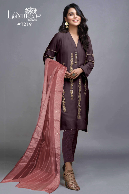 1219 Wine Laxuria Trendz Pakistani Readymade Suits