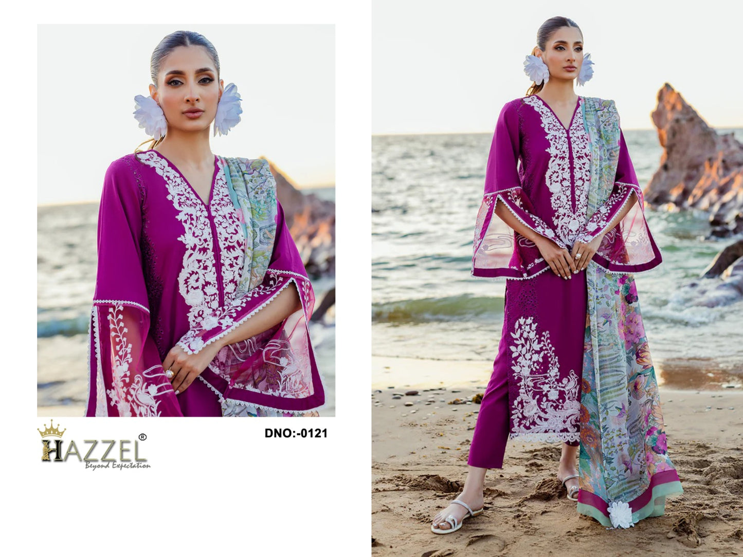 121 Hazzel Thread Work Pakistani Salwar Suits