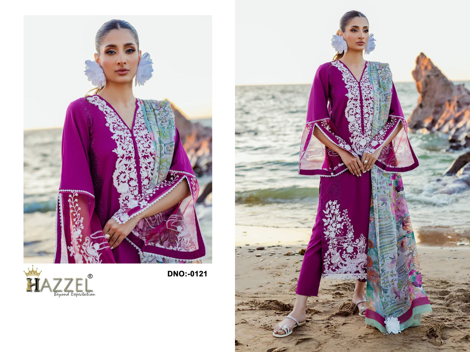 121 Hazzel Thread Work Pakistani Salwar Suits