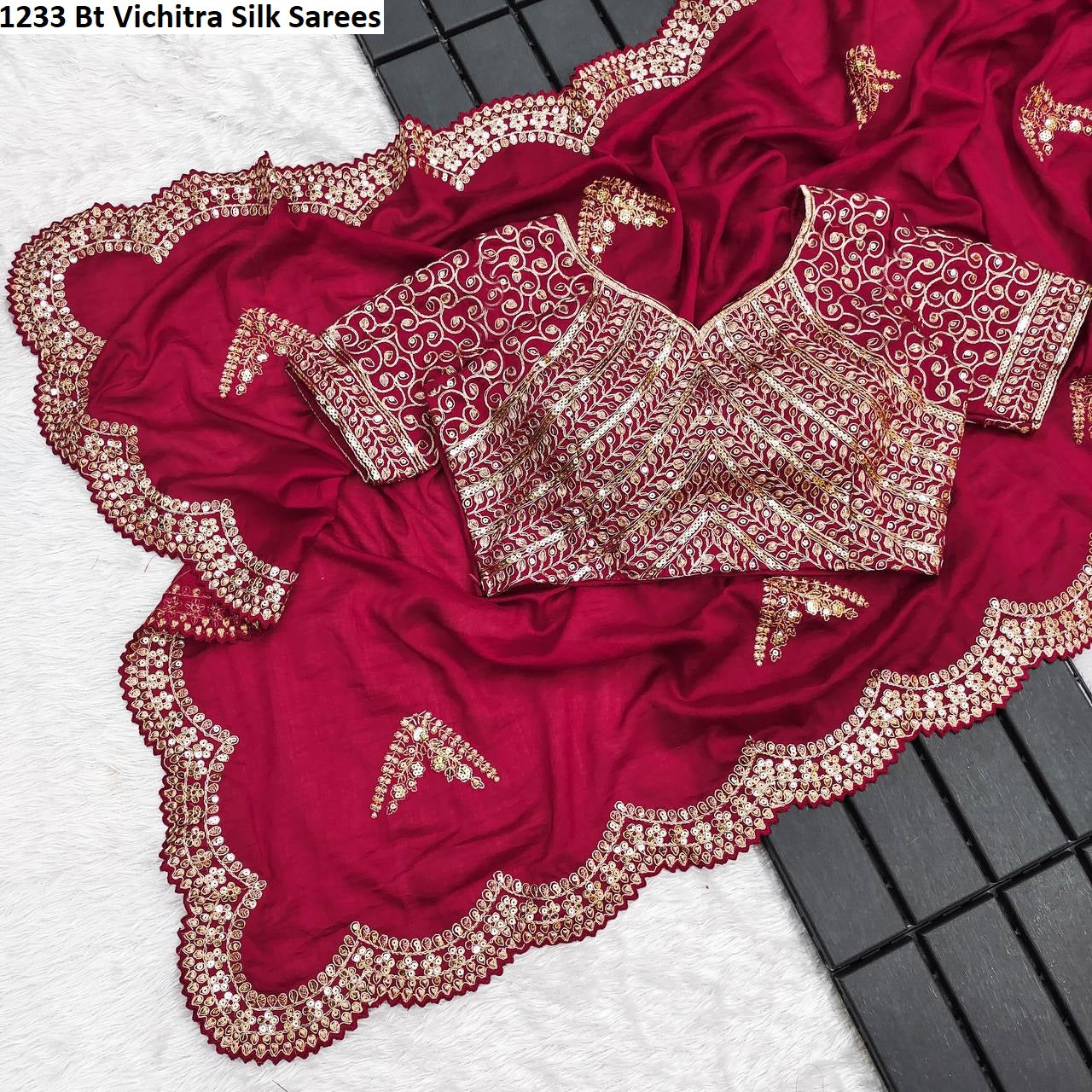 1233 Bt Vichitra Silk Sarees