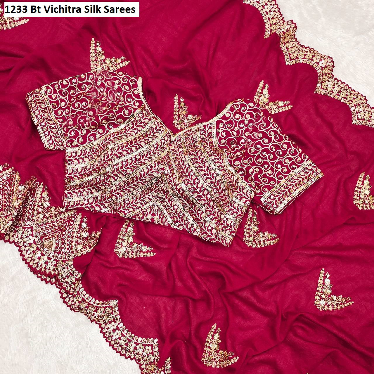 1233 Bt Vichitra Silk Sarees