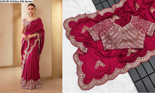 1233 Bt Vichitra Silk Sarees