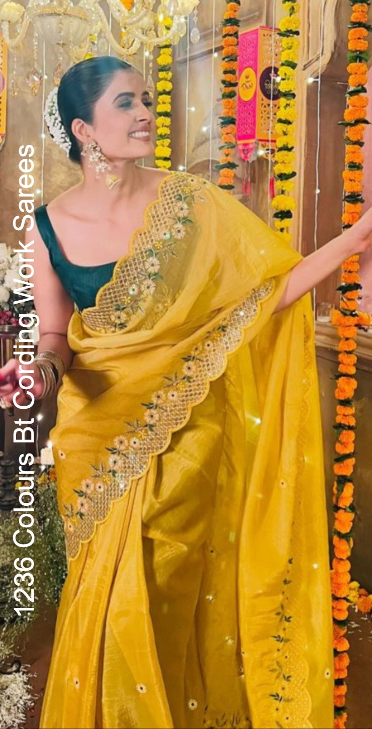 1236 Colours Bt Cording Work Sarees