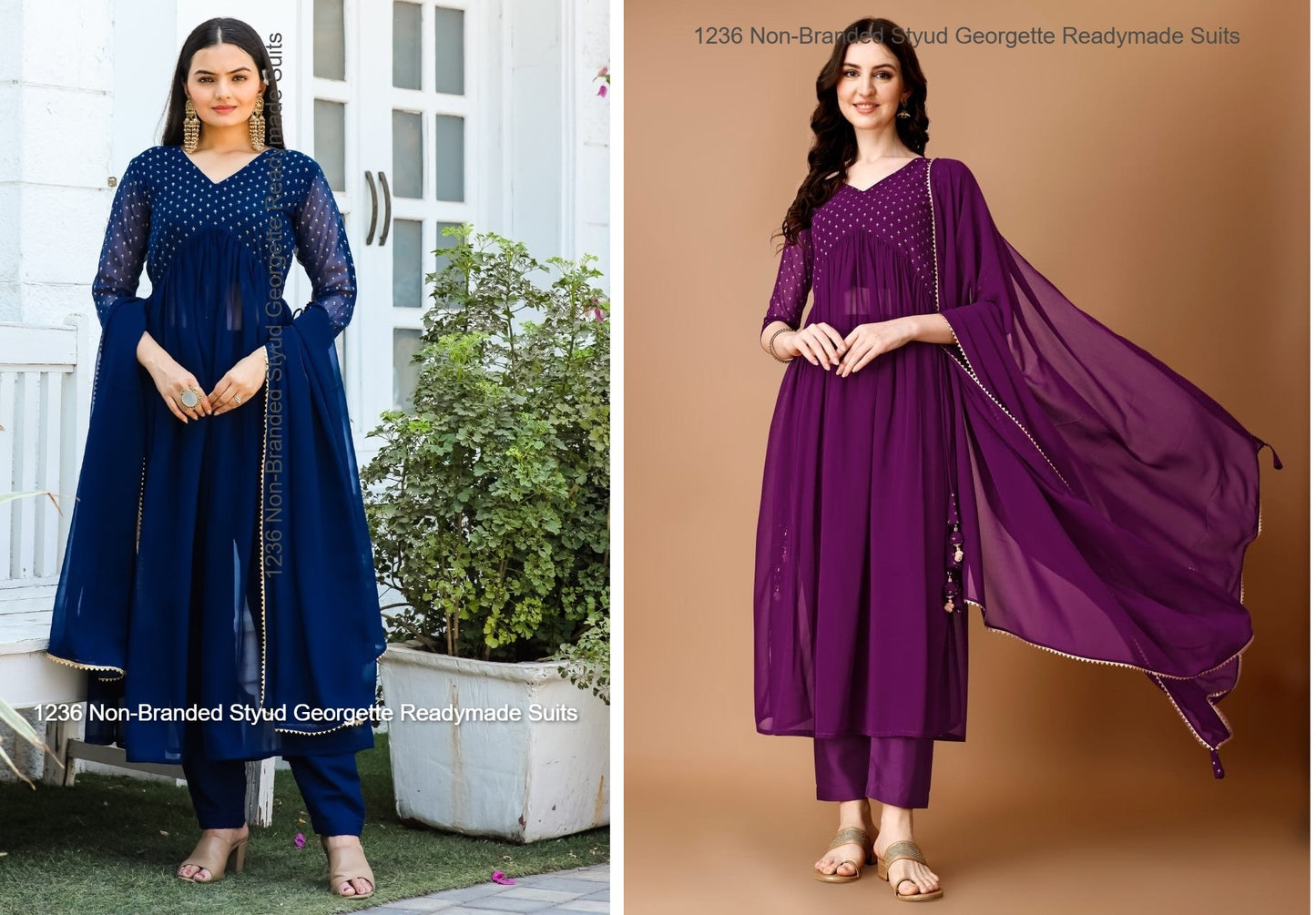 1236 Non-Branded Styud Georgette Readymade Suits
