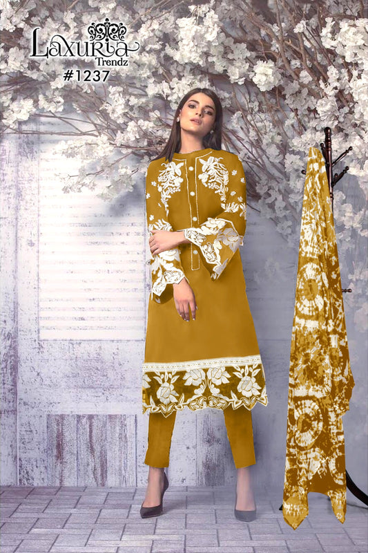1237 Yellow Laxuria Trendz Neck Work Pakistani Readymade Suits