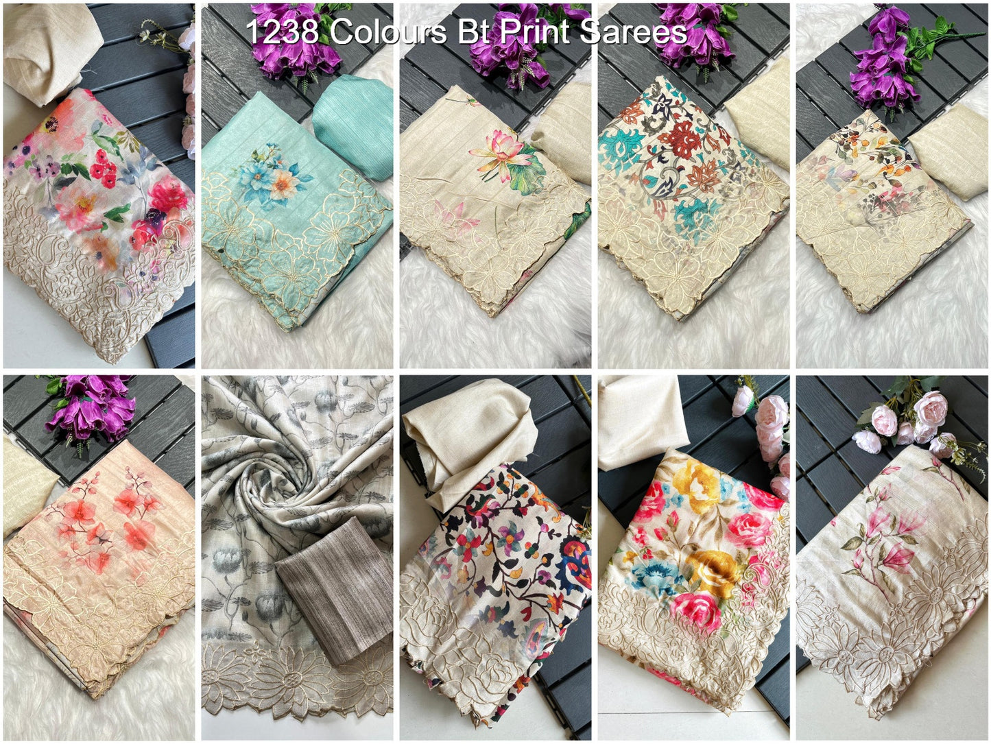 1238 Colours Bt Print Sarees