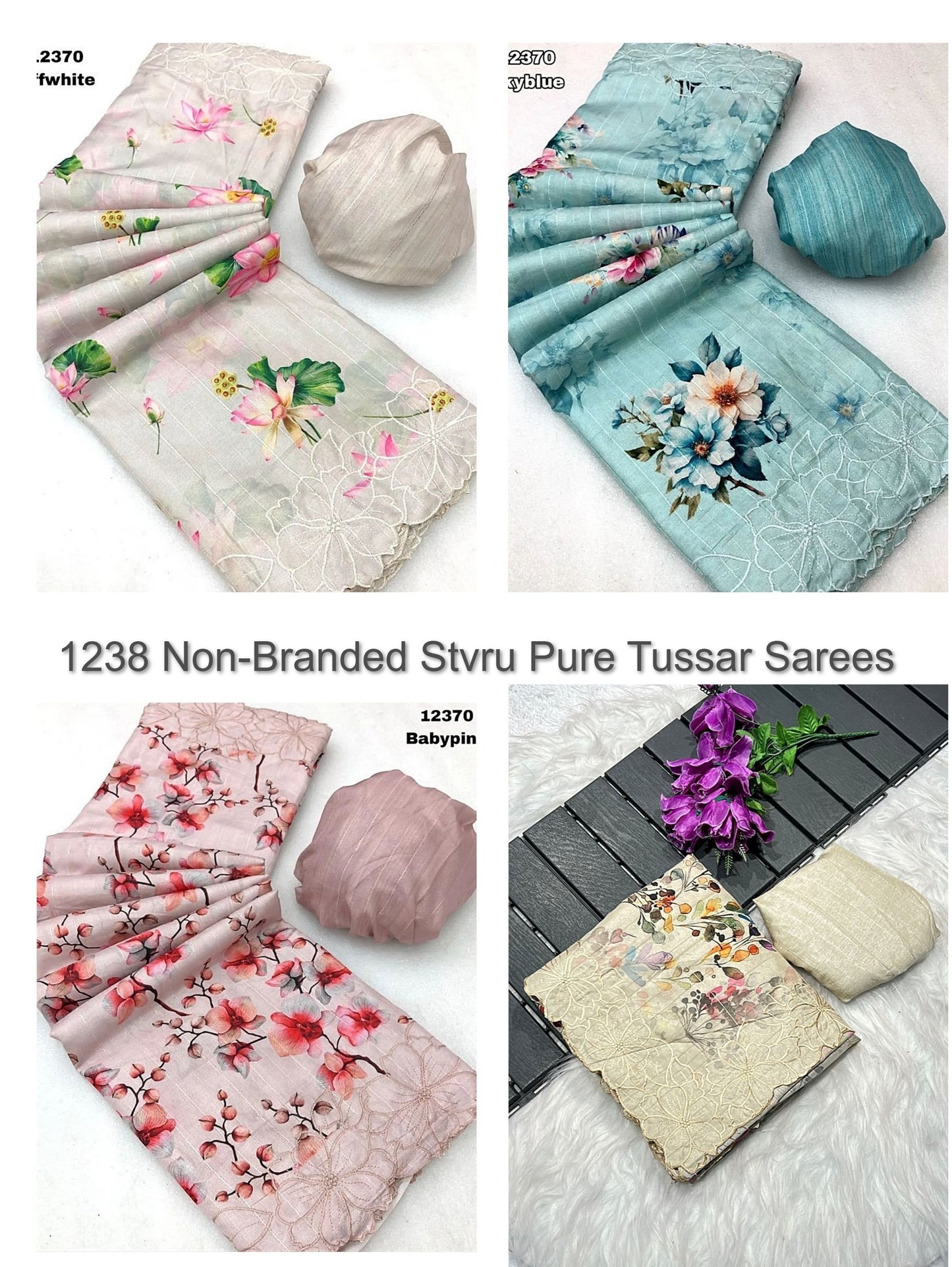 1238 Non-Branded Stvru Pure Tussar Sarees