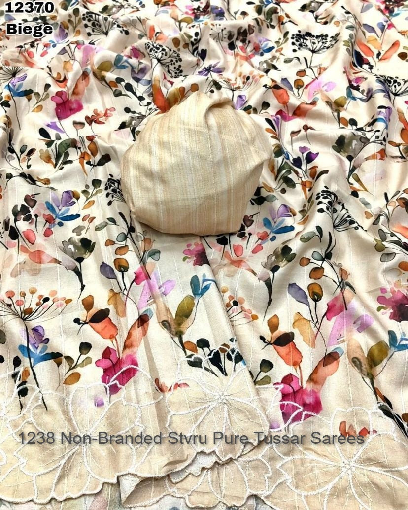 1238 Non-Branded Stvru Pure Tussar Sarees